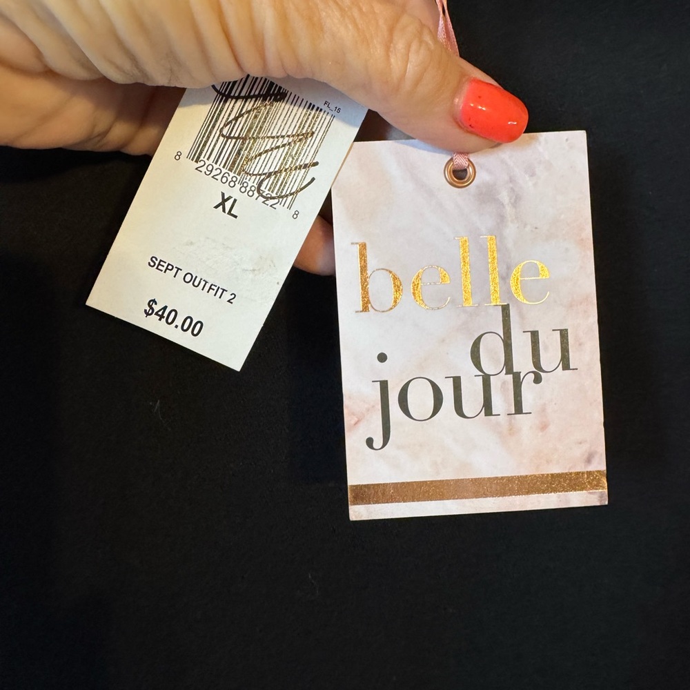 NWT  Belle Du Jour Black Mock Wrap Top   MEDIUM    #3 - Picture 11 of 11